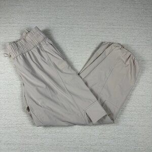 JoyLab Women's Cinch Hem Woven Cargo Jogger Pants High Rise Baggy Beige Medium